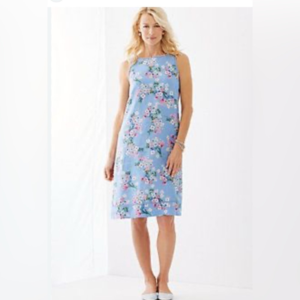 J. Jill Blue Sleeveless Scoop Neck Sundress Sz L